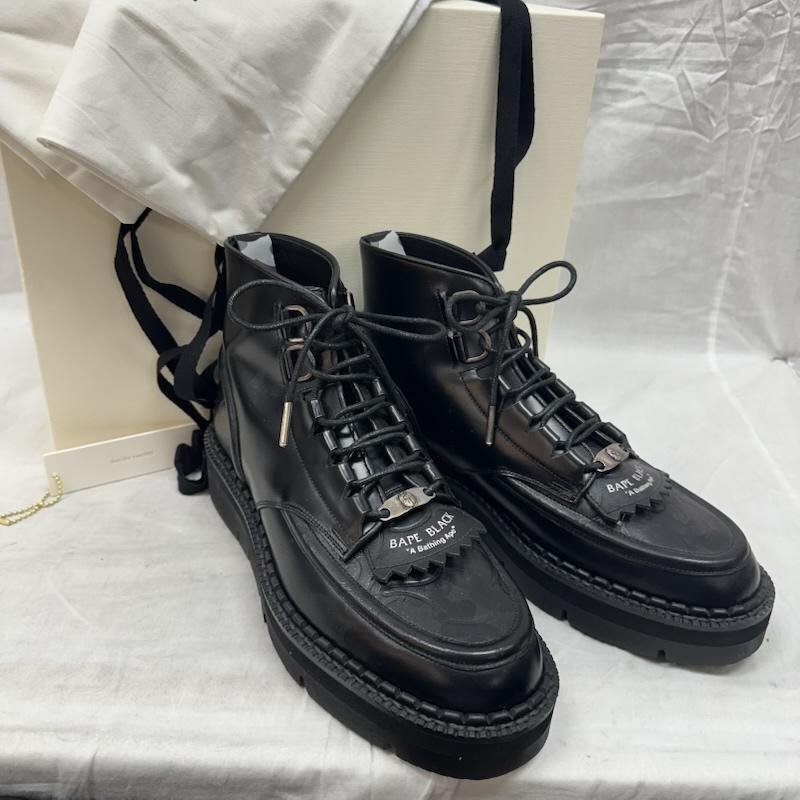アベイシングエイプ BBK BO FTCBB1M F BAPE BLACK × FOOT THE COACHER レザー ブーツ US:7拍卖