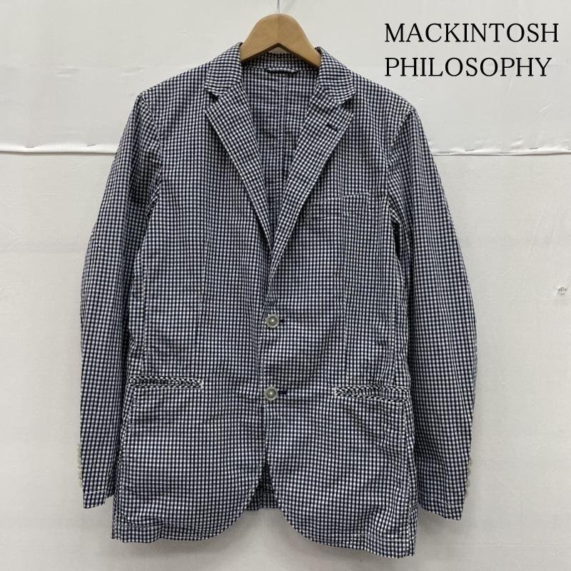 マッキントッシュ フィロソフィー テーラード ジャケット カジュアル ギンガムチェック 2B ボタンロゴ プリント h1e29-148-29 38拍卖