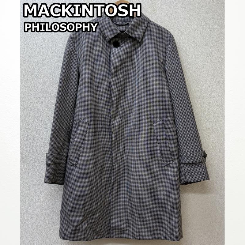 マッキントッシュ フィロソフィー 4CN71-564-22 ライナー取り外し可 千鳥格子 チンストラップ ステンカラー コート 40拍卖