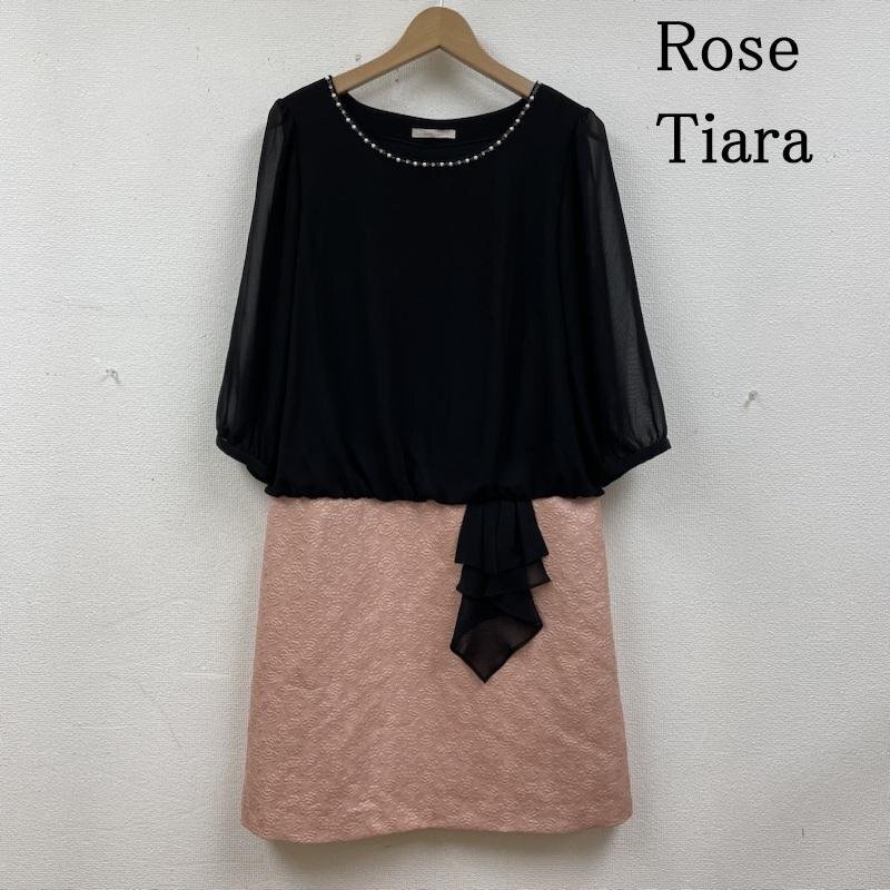 ローズティアラ ワンピース ドレス 花柄 刺繍 フレア シア―素材 フリル パール ビジュー付き エレガントドレス 42拍卖