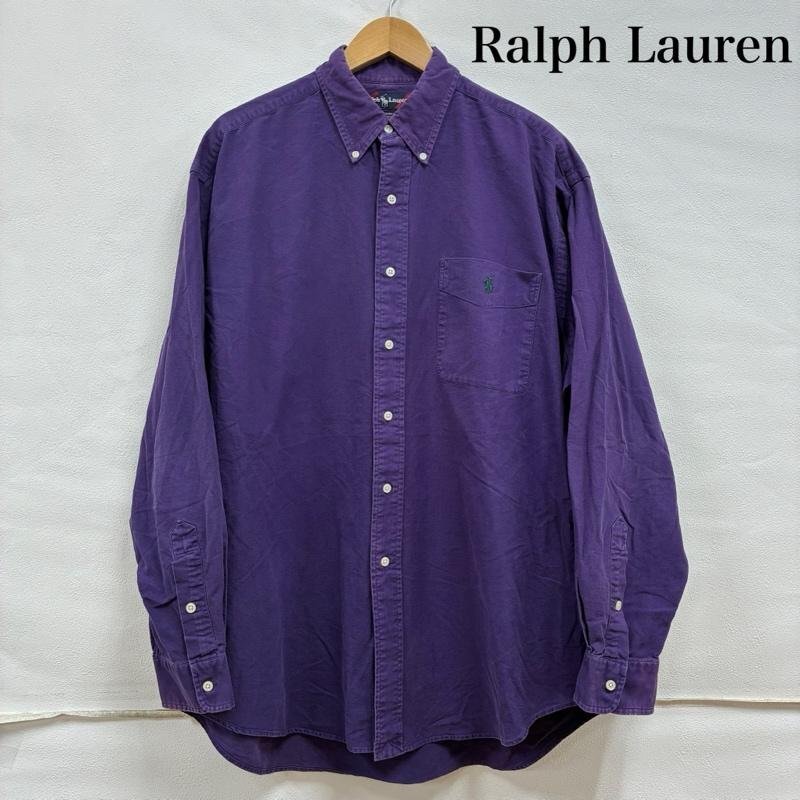 ラルフローレン BIG SHIRT ボタンダウン BD ロングスリーブ コットン ポケット ポニー 刺繍 シャツ M拍卖