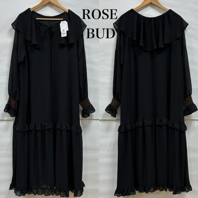 ローズバッド フリル カラー ワンピース 600-3140002 シフォンジョーゼット ティアード FREE拍卖