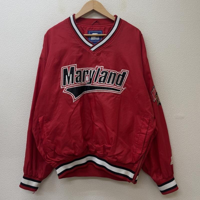 スターター 90年代 ビンテージ 青タグ Maryland メリーランド ロゴ Vネック プルオーバー ウォームアップ ジャケット 赤 レッド L拍卖
