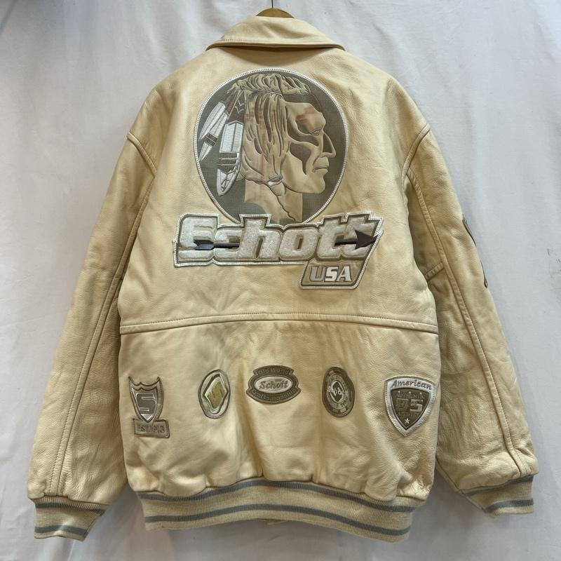 ショット 90s 00s インディアンヘッド オールレザー バーシティジャケット スタジャン L拍卖