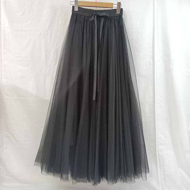 ディニテコリエ Dignite Collier ディニテコリエ チュールロングスカート ウエストゴム フレアスカート ブラック HF-806221 FREE拍卖