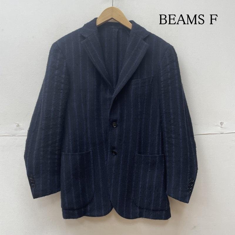 ビームスエフ ストライプ テーラード ジャケット 3ボタン ウール ブレザー 21-16-0626-786 46拍卖