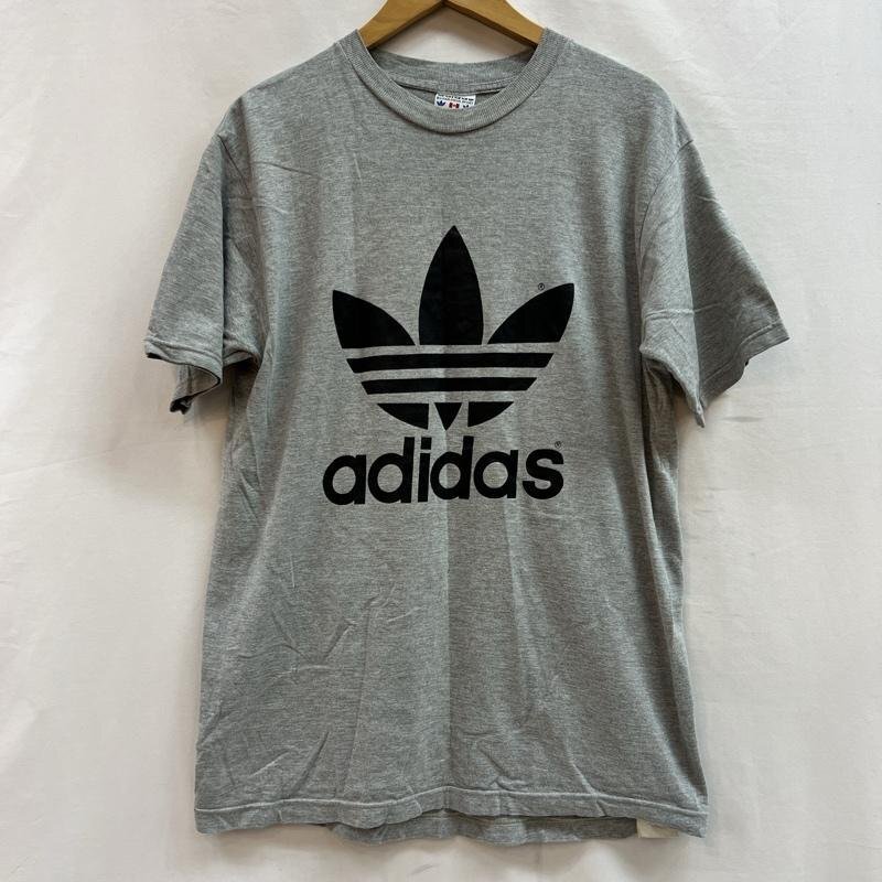 アディダス 80s - 90s カナダ製 トレフォイルロゴ 両面プリント Tシャツ ビンテージ オールド M拍卖