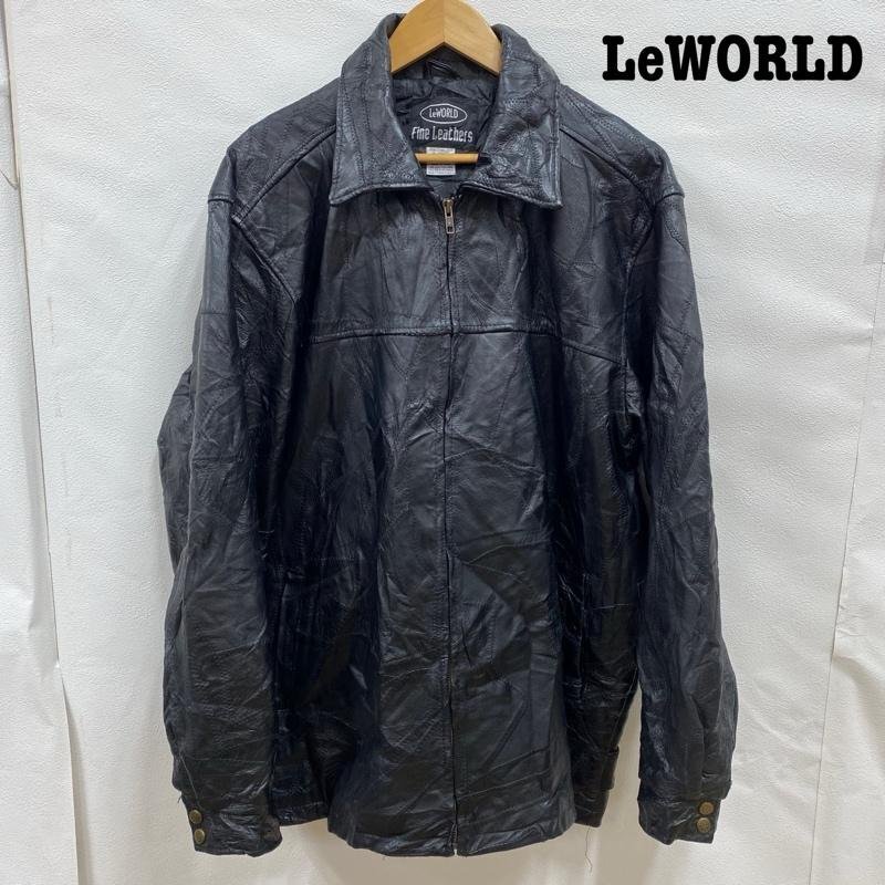 レザー LeWORLD Fine Leathers パッチワーク ツギハギ レザージャケット 革ジャン シングル ライダース 本革 BLK XL XL拍卖