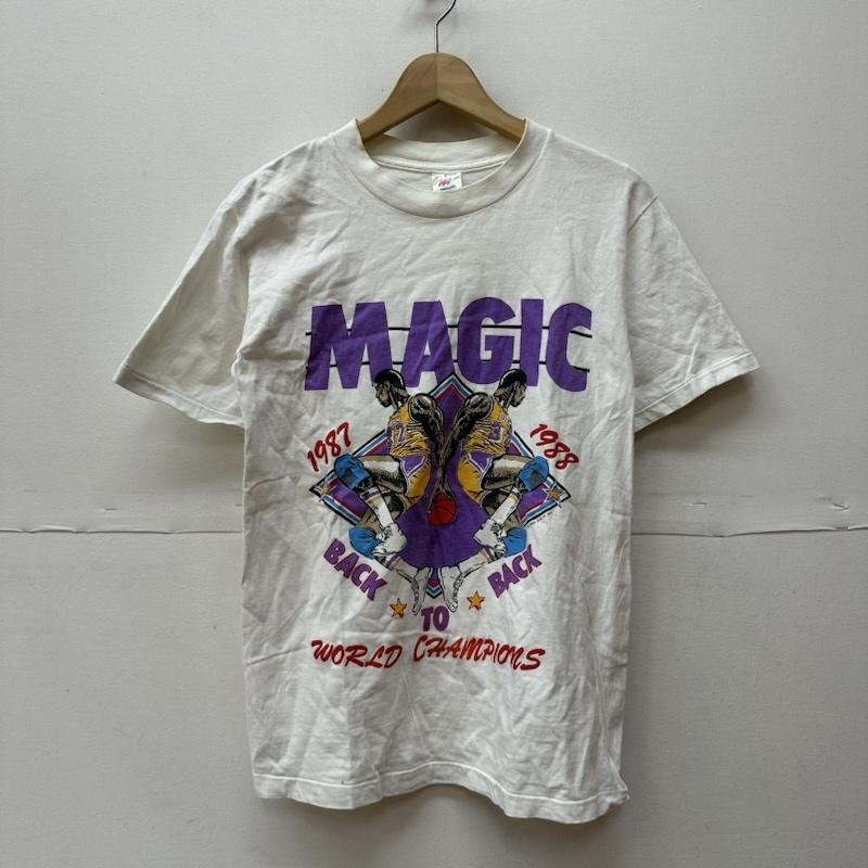 古着 987-88 LA Lakers Magic World Champs Back To Back Tシャツ マジック ジョンソン M拍卖