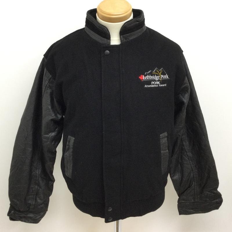 古着 CANADA SPORTSWEAR カナダ スポーツウエア カナダ製 キルティング裏地 袖・襟レザー切替 メルトンウール スタジャン S拍卖