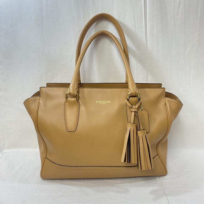 コーチ 19890/レガシーキャンダス キャリーオール /トートバッグ/ベージュ系/LEATHER/レザーバッグ/タッセル 表記無し拍卖