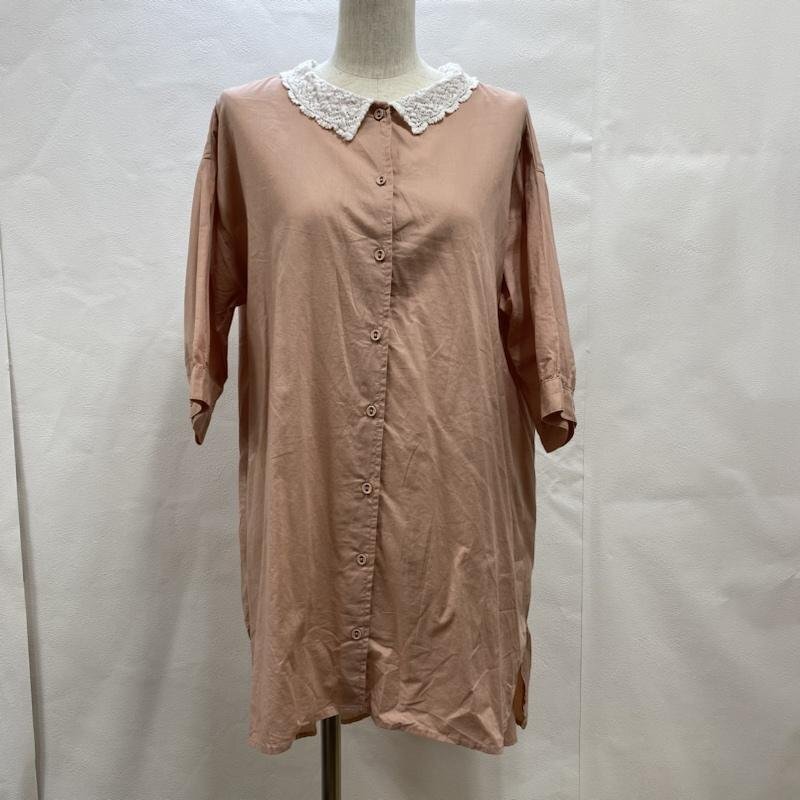 サマンサ モスモス Samansa Mos2(SM2) レース衿前開きチュニック FREE ピンク コットン FREE拍卖