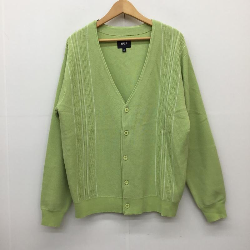 HUF S ハフ カーディガン 長袖 CHAIN LINK CARDIGAN Cardigan 黄緑 / イエローグリーン / X 白 / ホワイト / 10136988拍卖