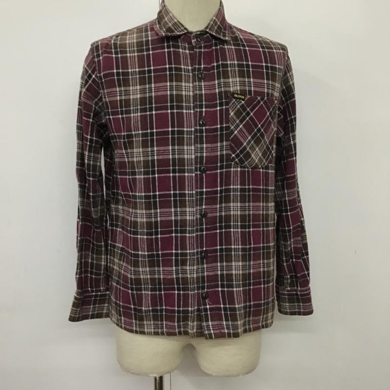 BLUCO S ブルコ シャツ、ブラウス 長袖 ネルシャツ Shirt Blouse 紫 / パープル / X 白 / ホワイト / X 茶 / ブラウン / 10090258拍卖