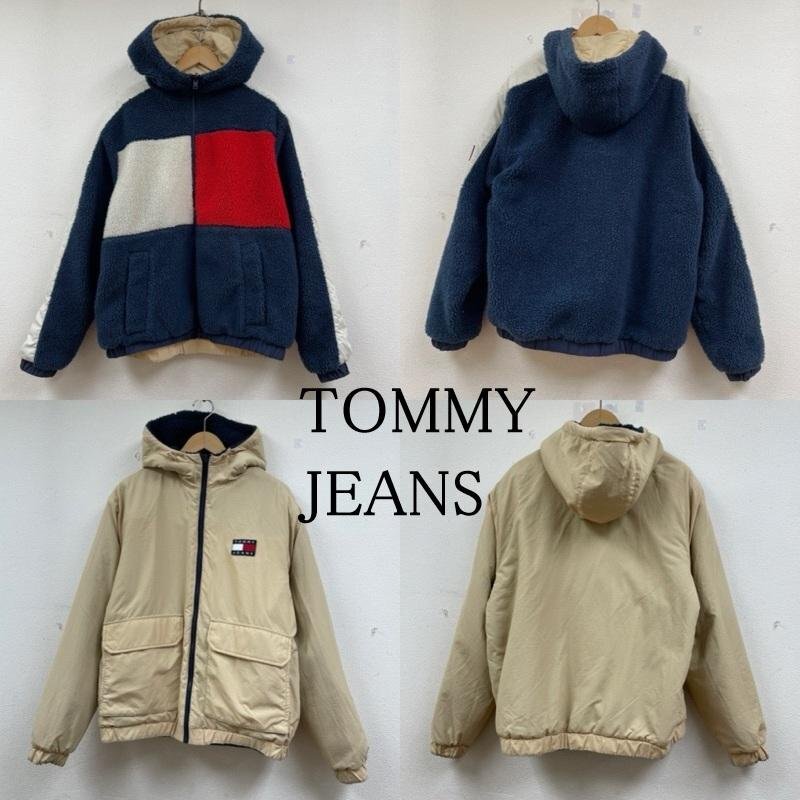 トミー ジーンズ リバーシブル ボア ジャケット ロゴ 刺繍 ブルゾン フーディー フルジップアップ S拍卖