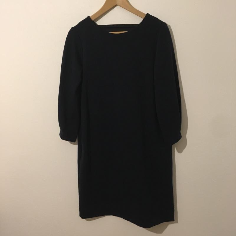 anana 表記無し アナナス ワンピース ひざ丈スカート 後ろ襟素材切り替え One-Piece Medium Skirt 紺 / ネイビー / 10003911拍卖