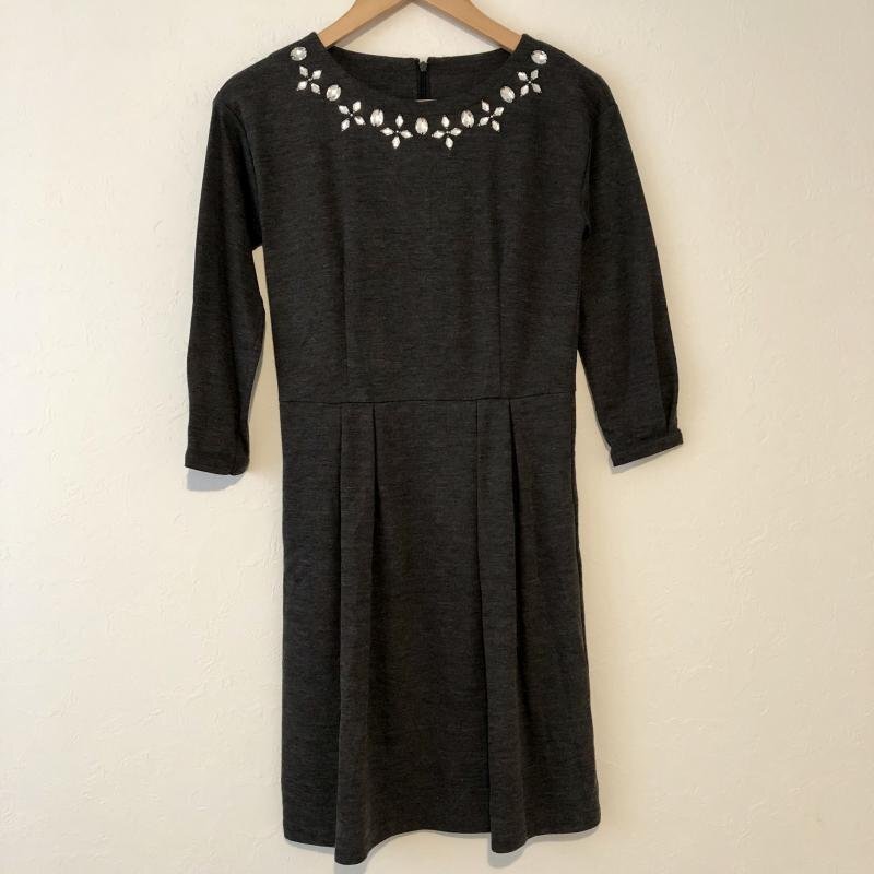 RULe S ルール ワンピース ひざ丈スカート ビジューワンピース バックジップ One-Piece Medium Skirt 灰 / グレー / 10012324拍卖