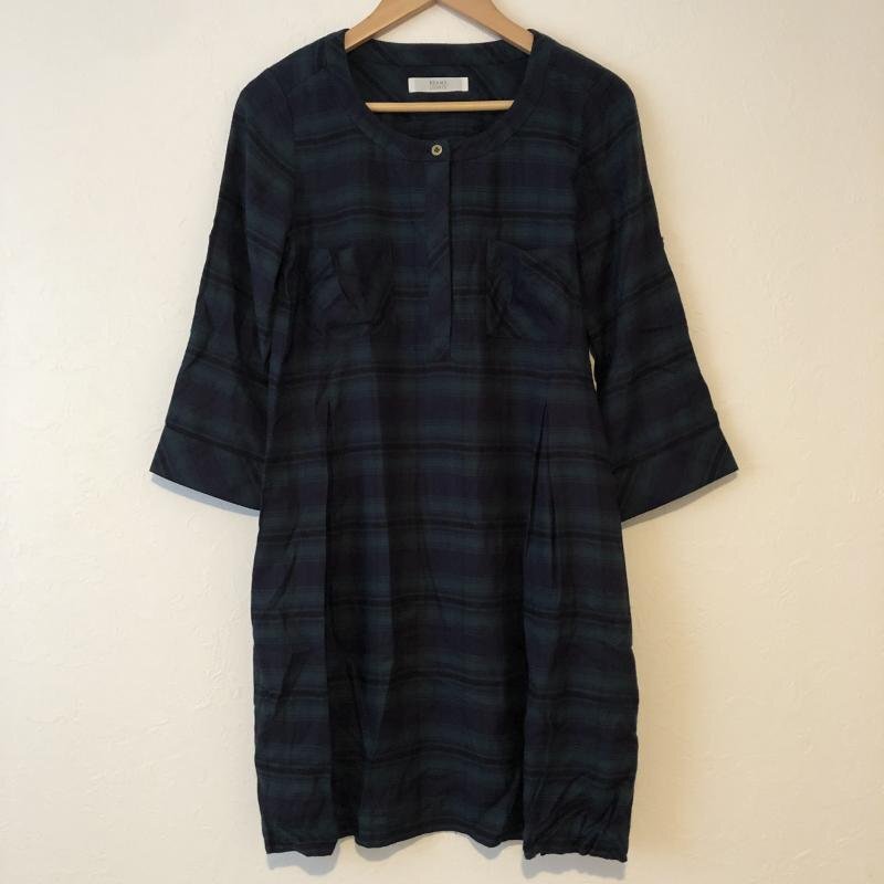 BEAMS LIGHTS 36 ビームスライツ ワンピース ひざ丈スカート One-Piece Medium Skirt 緑 / グリーン / X 紺 / ネイビー / 10013447拍卖