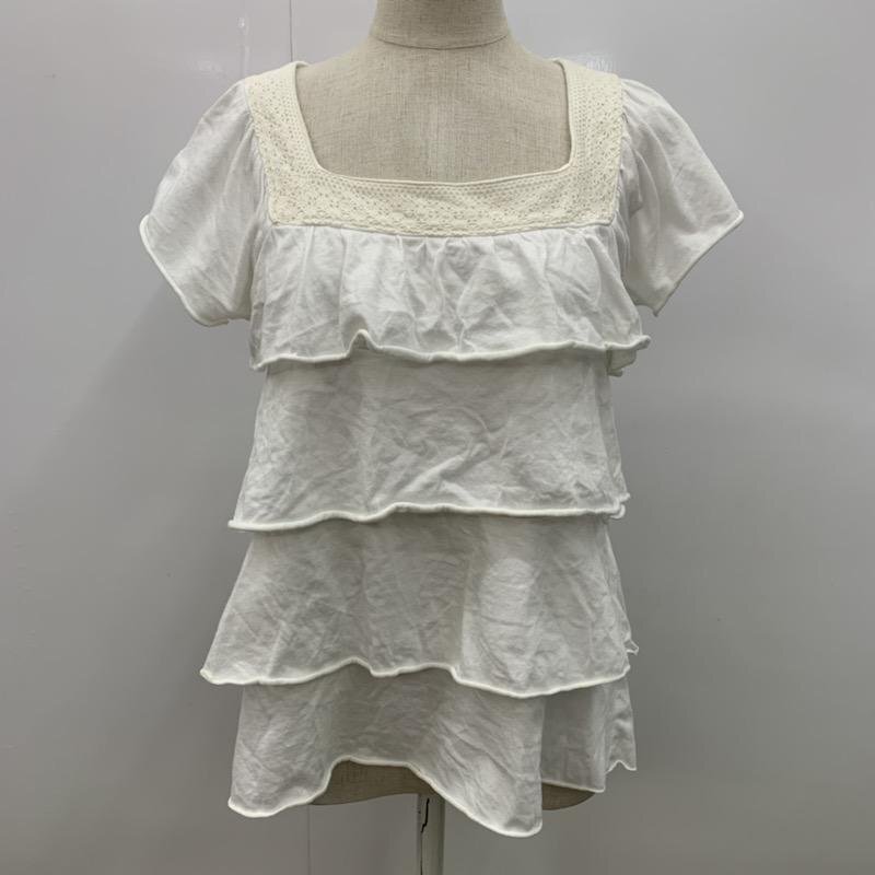 ef-de 9 エフデ カットソー 半袖 無地 フリル レース Cut and Sewn 白 / ホワイト / 10031823拍卖