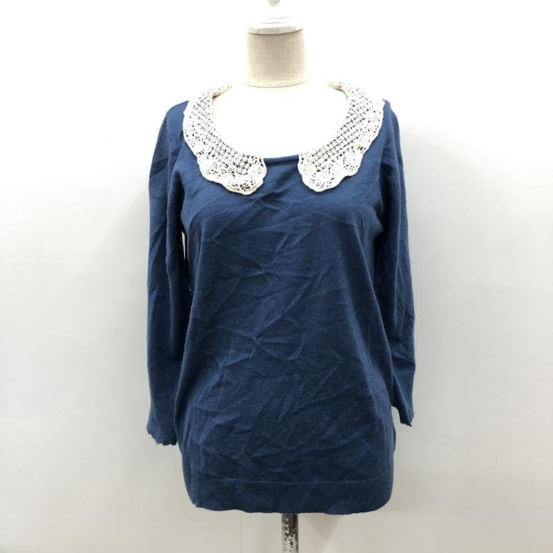 FREE'S MART M フリーズマート カットソー 七分袖 無地 レース Cut and Sewn 青 / ブルー / X アイボリー / アイボリー / 10032189拍卖