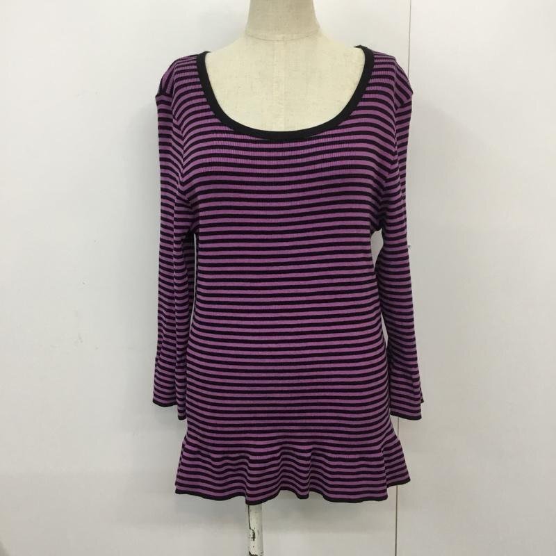 23区 44 ニジュウサンク Tシャツ 長袖 ボーダー T Shirt 黒 / ブラック / X 紫 / パープル / 10045214拍卖