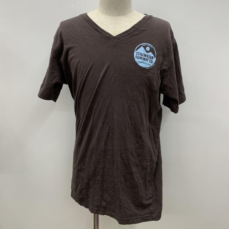 メンズ XL メンズ Tシャツ 半袖 無地 ロゴ プリント T Shirt 茶 / ブラウン / X 水色 / ライトブルー / 10029052拍卖