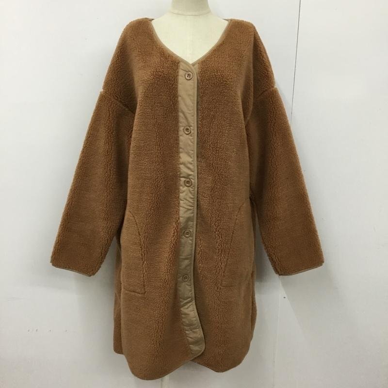 YIDARTON L イーダートン カーディガン 長袖 ボアコート ロングコート ノーカラーコート Cardigan 茶 / ブラウン / 10093277拍卖