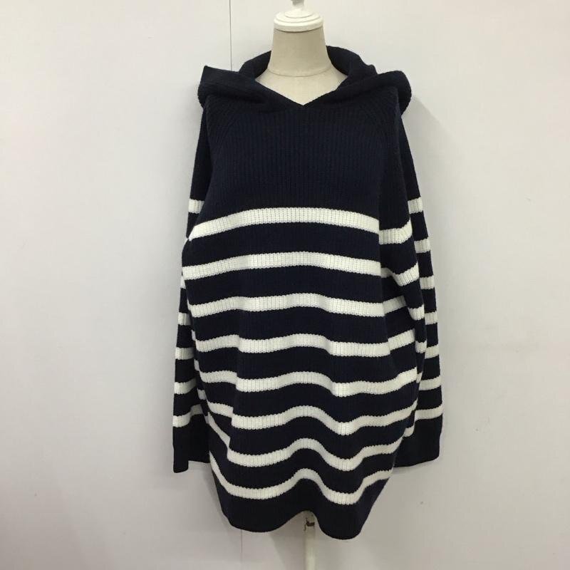 ZARA M ザラ ニット、セーター 長袖 9667 126 105 フード付き Knit Sweater 紺 / ネイビー / X 白 / ホワイト / 10115292拍卖