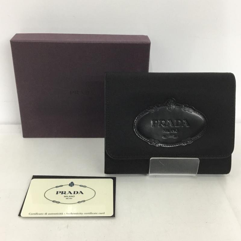 PRADA 表記無し プラダ 財布 コンパクト財布 1M0170 3つ折り財布 箱有 Wallet Compact Wallet 黒 / ブラック / 10125909拍卖