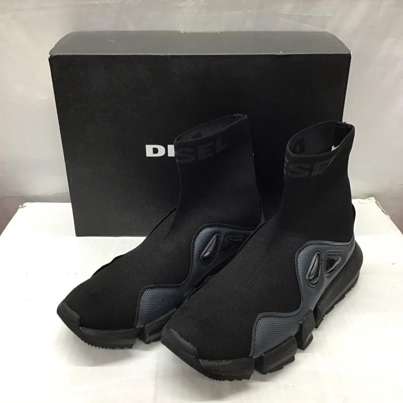 DIESEL 25.5cm ディーゼル スニーカー スニーカー Y02475 ソックススニーカー ハイカット 25.5cm Sneakers 黒 / ブラック / 10120574拍卖