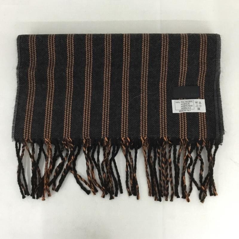 BEAMS 表記無し ビームス マフラー マフラー フリンジ Long Scarf 黒 / ブラック / X 橙 / オレンジ / 10130580拍卖