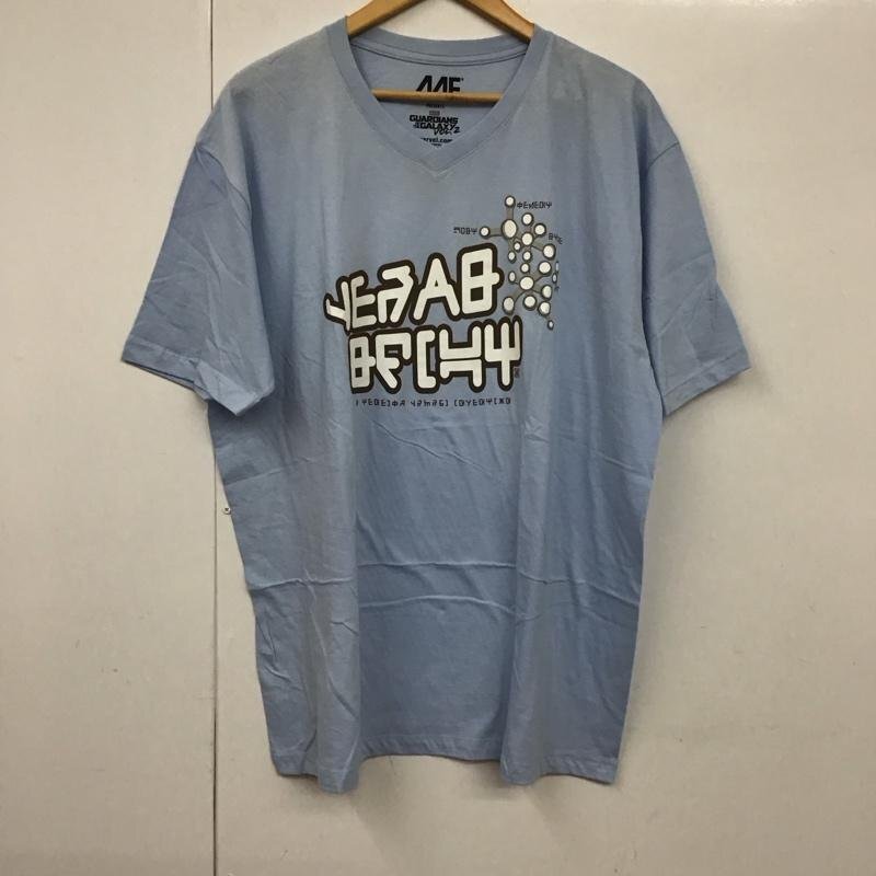 USED XL 古着 Tシャツ 半袖 半袖カットソー プリントTシャツ Vネックカットソー T Shirt 水色 / ライトブルー / 10130115拍卖