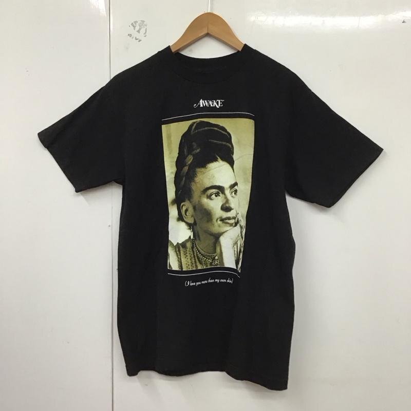 AWAKE M アウェーク Tシャツ 半袖 半袖カットソー プリントTシャツ クルーネックカットソー T Shirt 黒 / ブラック / 10130073拍卖