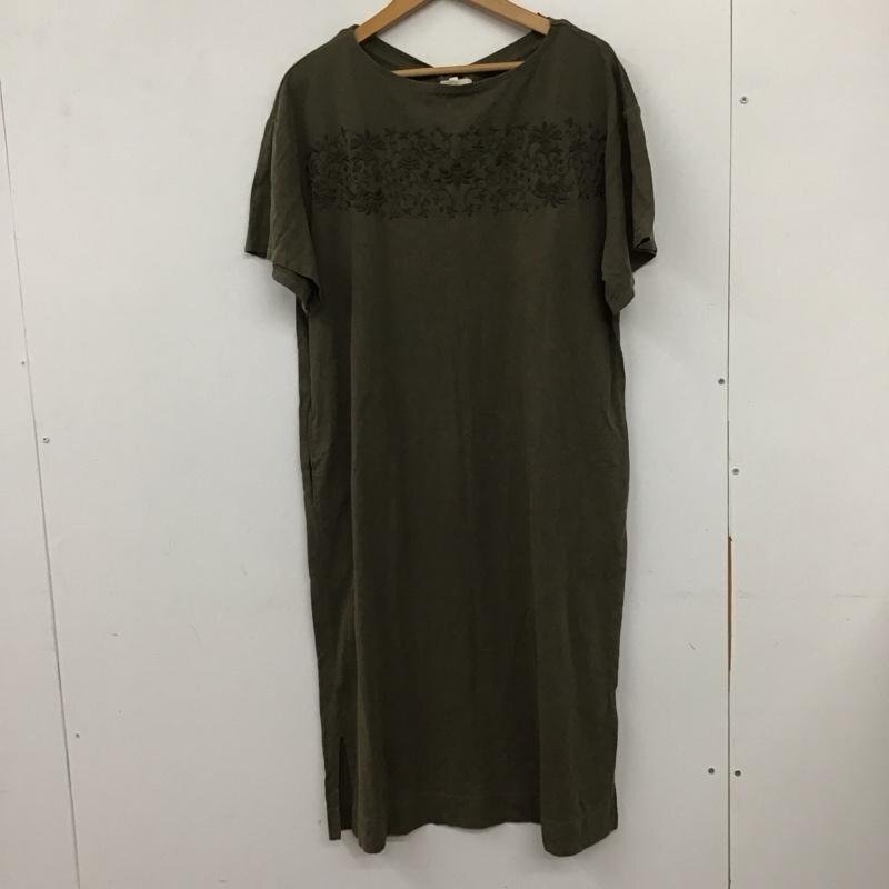 studio CLIP L スタディオクリップ ワンピース ロングスカート 半袖ロングワンピース サイドスリット 刺繍 カーキ / カーキ / 10135784拍卖