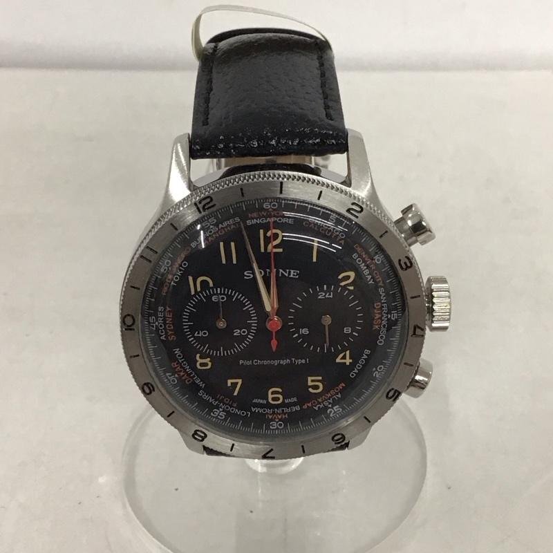 SONNE 表記無し ゾンネ 腕時計 アナログ(クォーツ式) HI003 日本製 レザーベルト Watch Analog (Quartz) 黒 / ブラック / 10135249拍卖