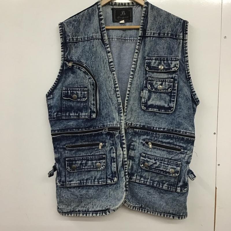 USED XXL 古着 ベスト ベスト デニムベスト ジップアップベスト ノースリーブカットソー 古着 Vest 10137066拍卖