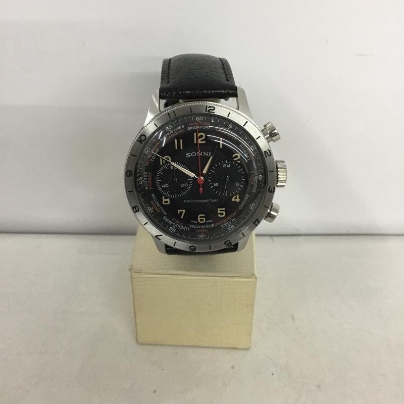 SONNE 表記無し ゾンネ 腕時計 アナログ(クォーツ式) HI003 日本製 レザーベルト Watch Analog (Quartz) 黒 / ブラック / 10135165拍卖
