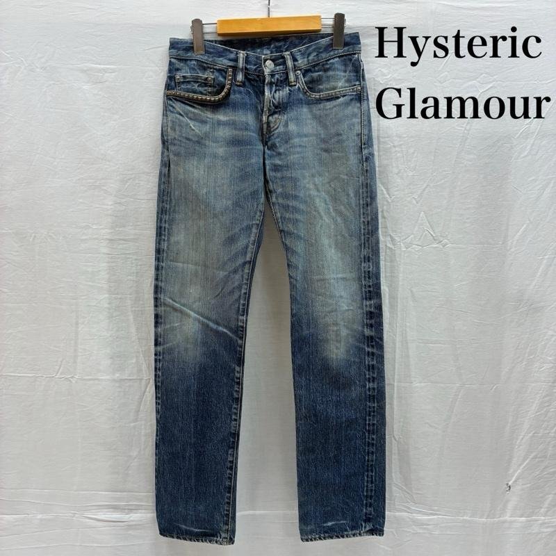 ヒステリックグラマー スタッズ クラッシュ ダメージ セルビッチ スリム ジーンズ デニムパンツ 28インチ拍卖