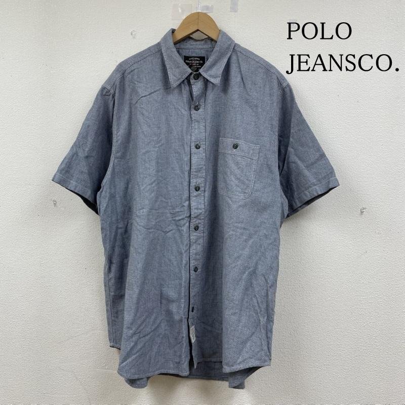 ポロジーンズカンパニー 半袖 シャンブレー シャツ ブラウス Shirt デザインシャツ 胸ポケット ボタン タグ刺繍 XL拍卖