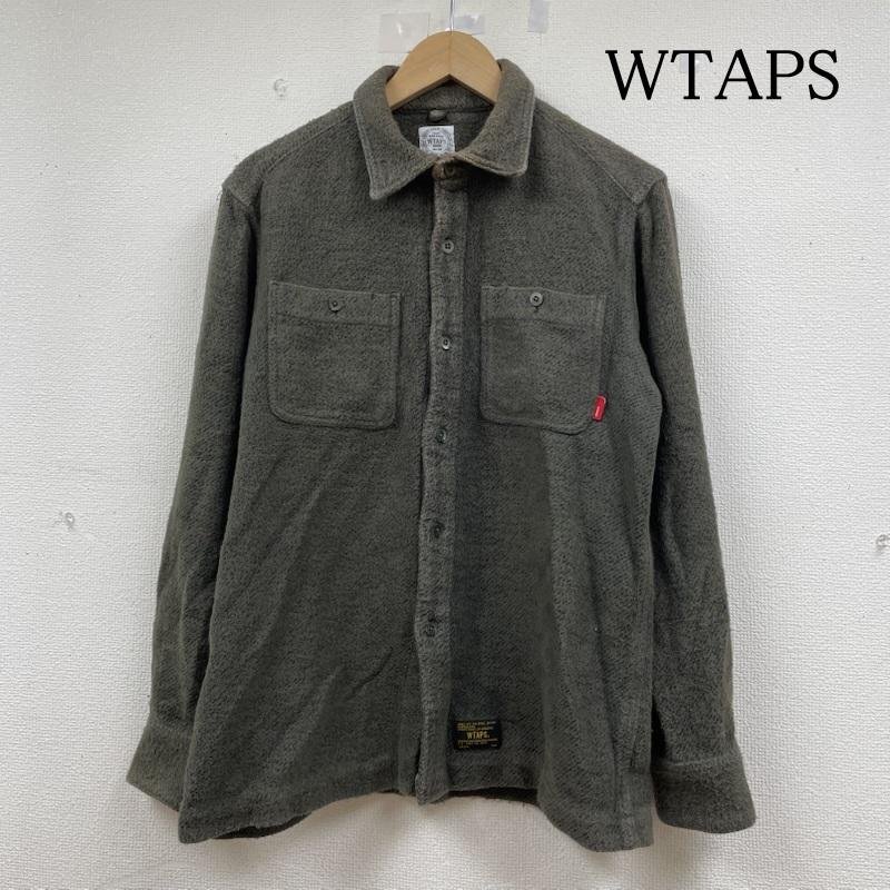 ダブルタップス 長袖 シャツ ブラウス フリース生地 無地 162LTDT-SHM05 ロゴ 刺繍入り 厚手 M拍卖