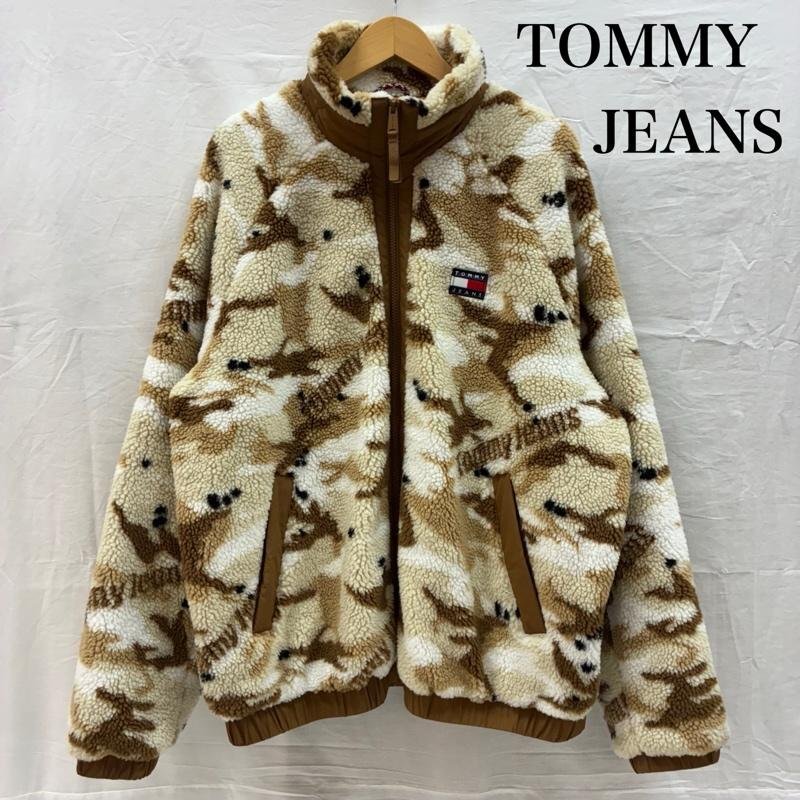 トミー ジーンズ DM17221 カモフラ ナイロン 切替 スタンドカラー ジップアップ フリース ジャケット XL拍卖