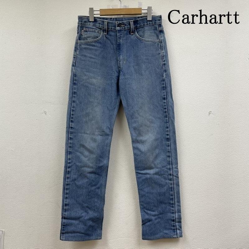 カーハート ワーク デニム ジーパン ジーンズ ストレート ジップフライ ボタン ロゴ 刻印入り 36インチ拍卖