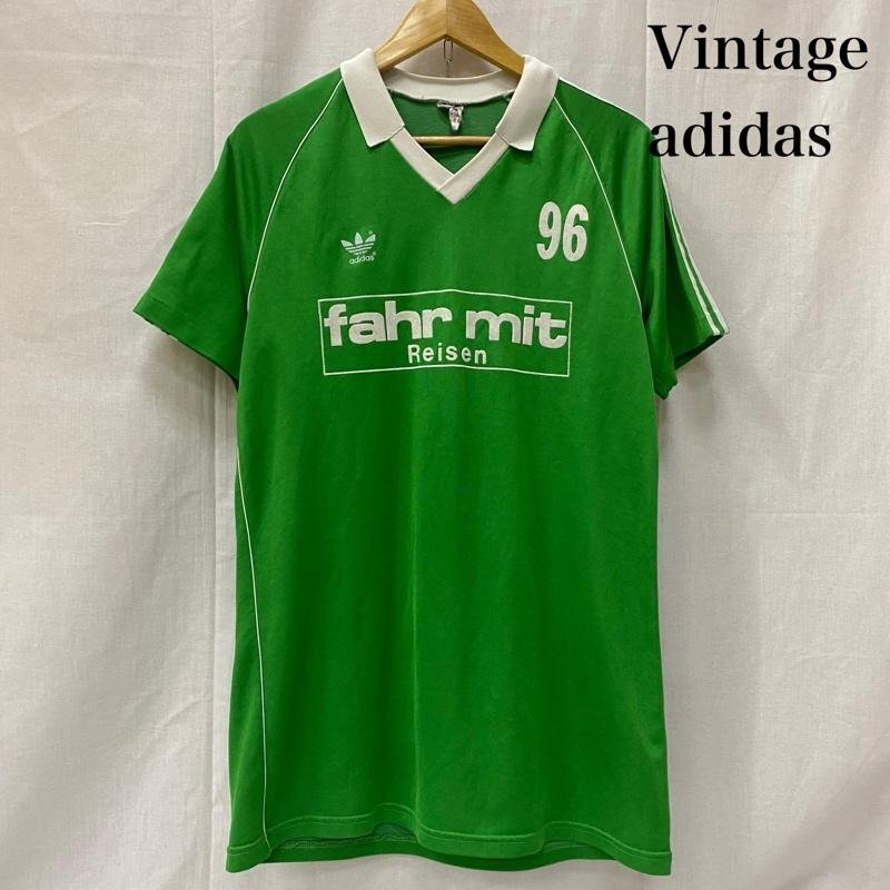 アディダス Vintage 80s 90s サッカーシャツ fahr mit Reisen グリーン germany製 -拍卖