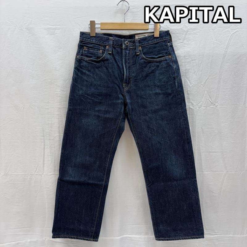 キャピタル ストレート デニム パンツ WALDES ZIP イエローステッチ 革パッチ 20121014LE.K インディゴ 31インチ拍卖