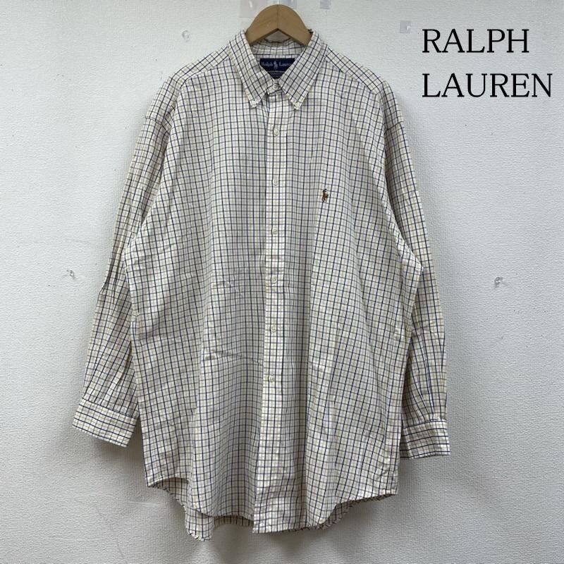 ラルフローレン 90s ビンテージ 香港製 YARMOUTH チェック柄 ボタンダウン 長袖 シャツ サイズ17 34/35 -拍卖