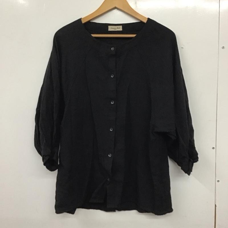 Samansa Mos2 FREE サマンサモスモス シャツ、ブラウス 七分袖 Shirt Blouse 黒 / ブラック / 10140392拍卖