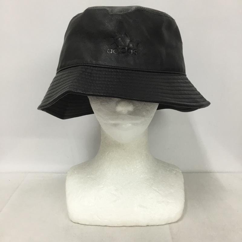 adidas 表記無し アディダス 帽子 ハット フェイクレザー バケットハット Hat 黒 / ブラック / 10140610拍卖