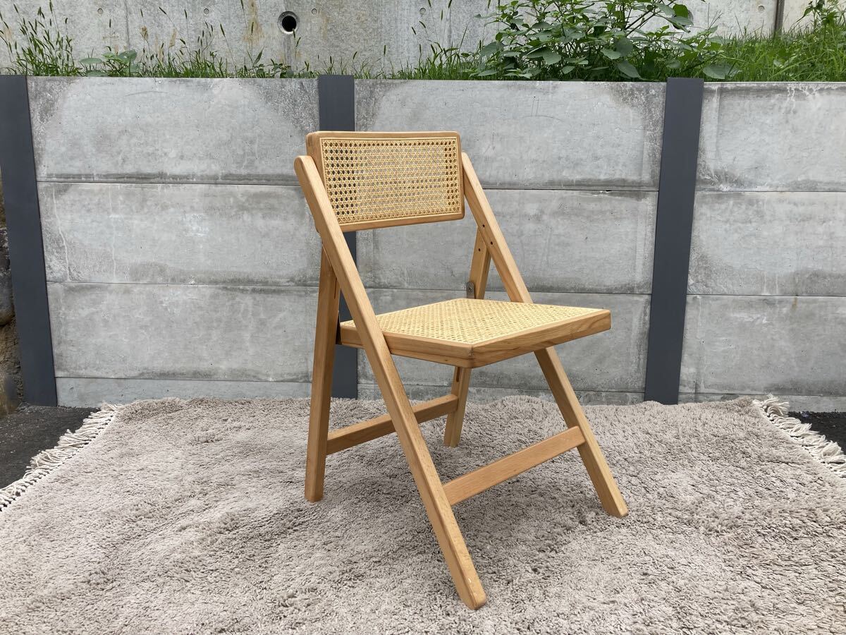 k1004★ラタン 籐 フォールディングチェア 折り畳み椅子 木製家具拍卖