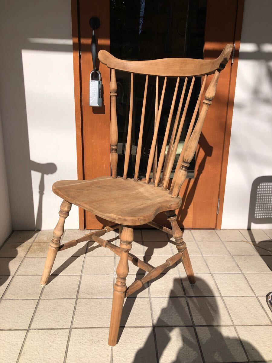 G0123★ヴィンテージ ウィンザーチェア 木の椅子 ダイニングチェア 木製 椅子 W44.5 D44.5 H94 SH43.5拍卖