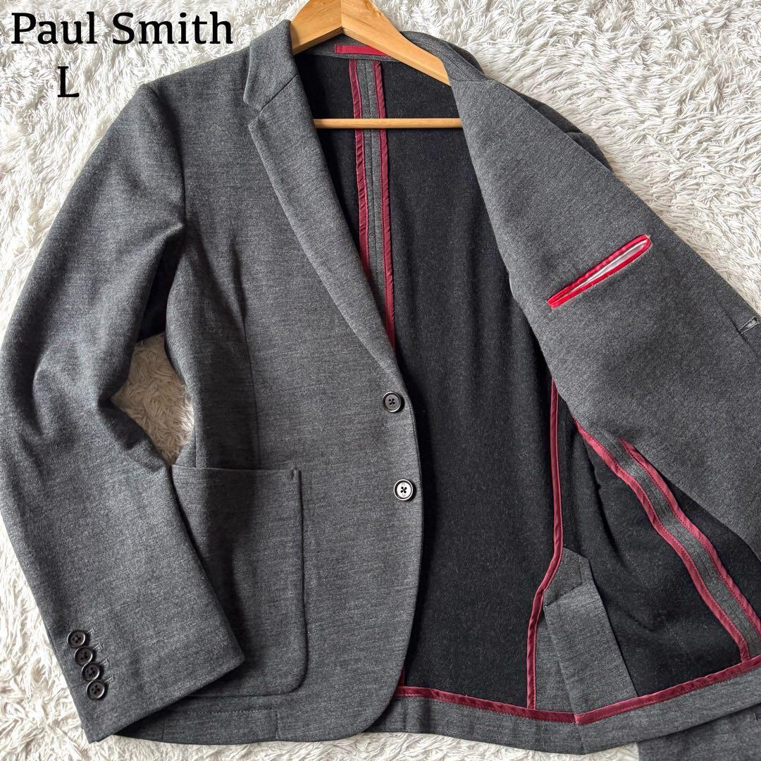 Lサイズ/極美品 ●Paul Smith ポールスミス テーラードジャケット アンコン パイピング スーツ グレー メンズ ビジネス アウター グレー拍卖